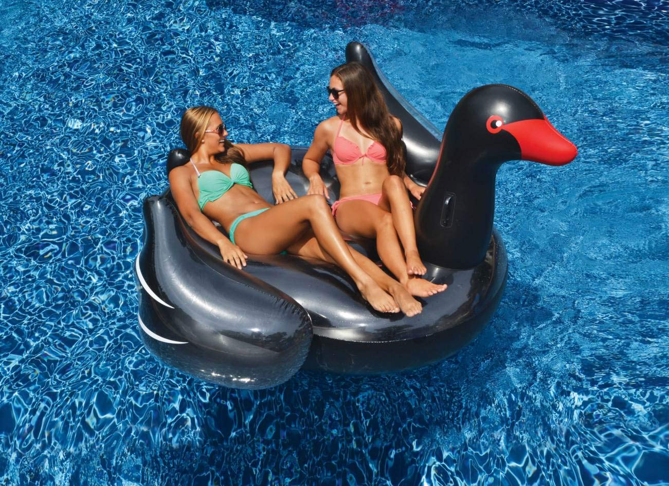 Swimline 90628 Giant Black Swan Inflatable Ride-On Pool Float Large