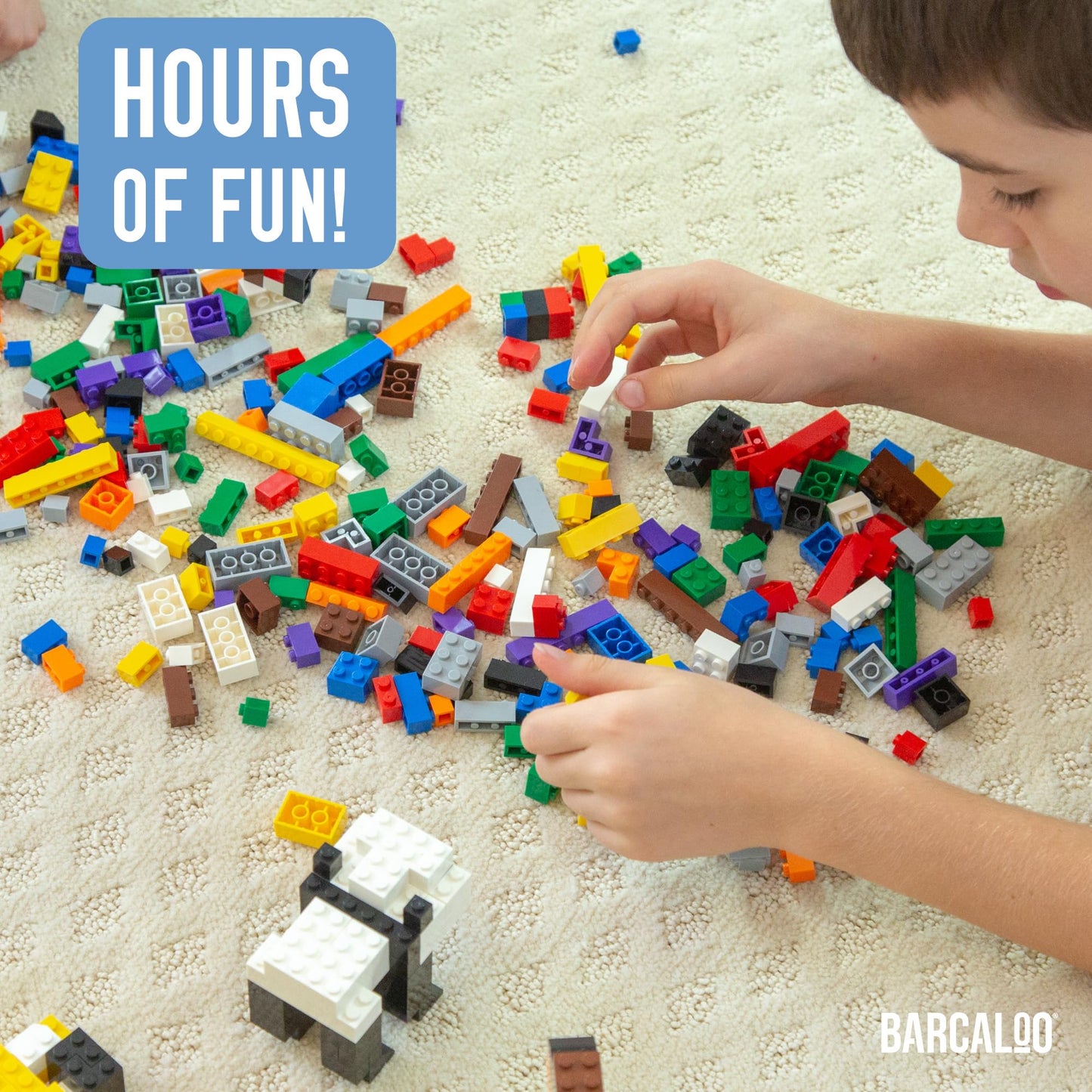 Barcaloo 1000 Piece Building Bricks Play Set, 10 Classic Colors Bulk Building Blocks, Generic Brick Building Parts, For Boys And