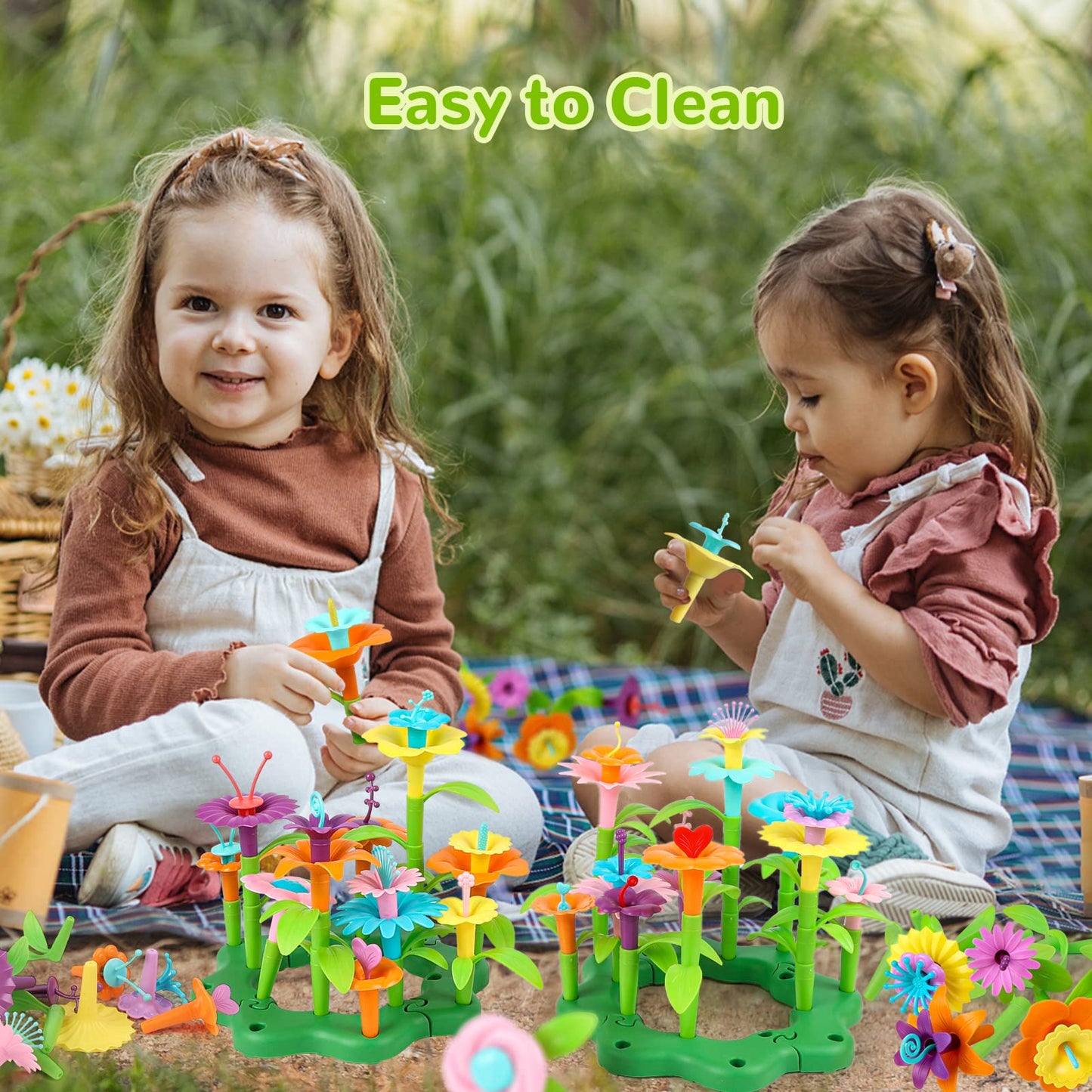 Gili Flower Garden Building Stacking Toys - Build A Bouquet Sets For 4 5 6 Year Old Toddler Girls Arts And Crafts For Little Kids Age 3Yr Up Best Top Christmas Birthday Gifts For Creativity Play