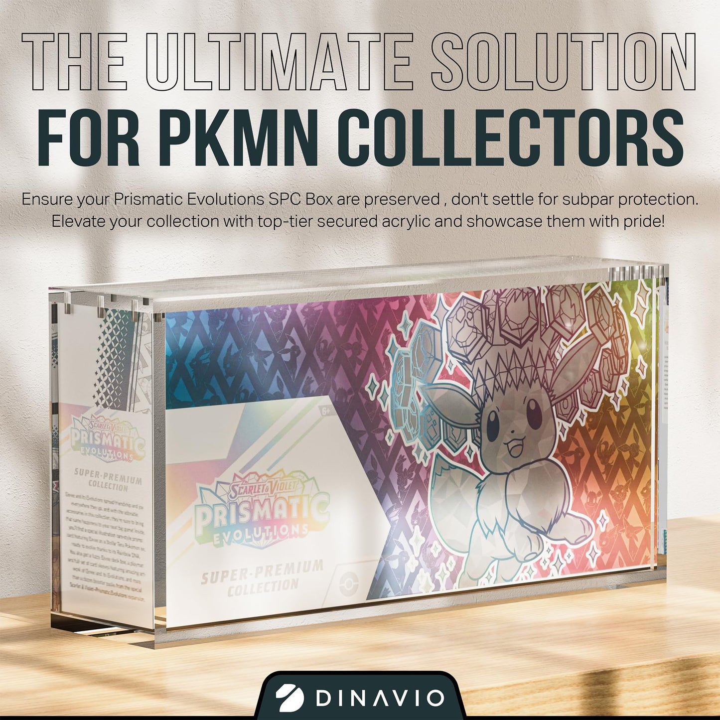 Dinavio Crafthouse Prismatic Evolutions SPC Box Acrylic Display Case with Magnetic Lid - 8 + 5mm Thick Acrylic with 5x3mm Magnets - Compatible with Prismatic Evolutions Super-enhanced Collection Box