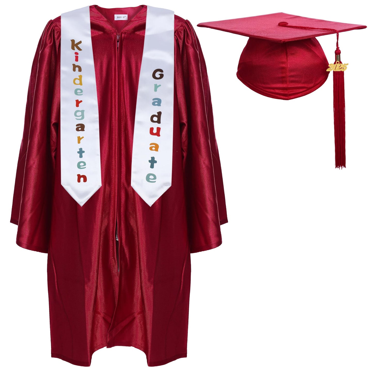 Newrara Kindergarten Graduation Cap And Gown Stole Package For Kids (Maroon, 30)