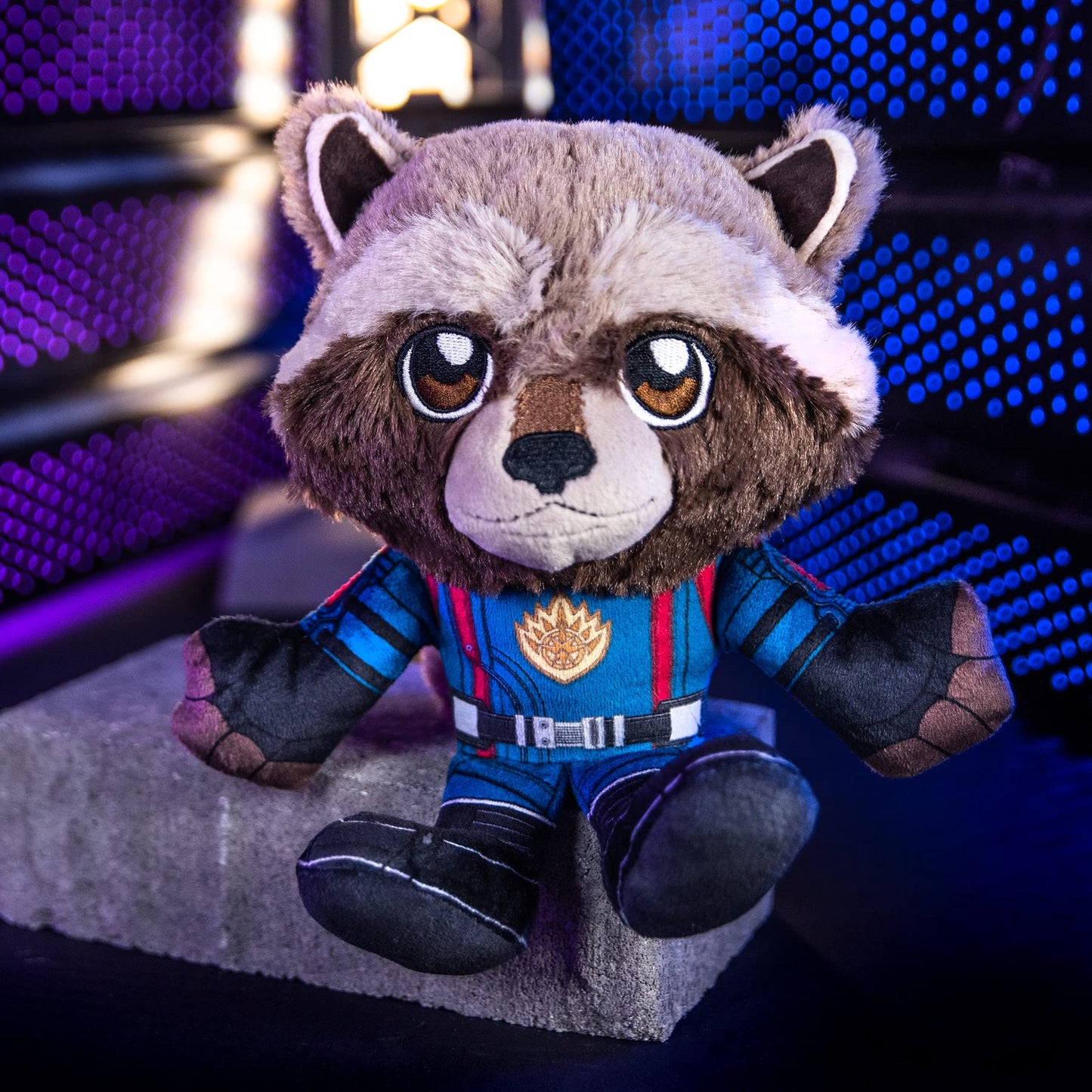 Bleacher Creatures Marvel Rocket Raccoon Plush Toy - 8" Soft Chibi, Crystal Velboa Polyester, Cute Sitting Design