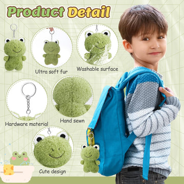 Gemscream 12 Pcs Plush Frog Keychains Stuffed Animal 4.7 Inch Cute Soft Frog Plush Animal Keychains Charm Backpack Pendants For