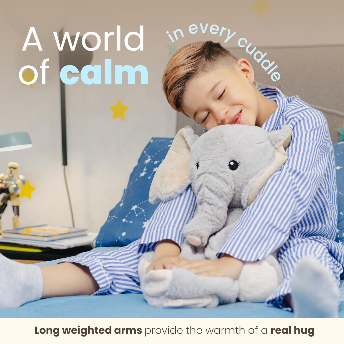 Huggle Healers Weighted Stuffed Animal - 40" Grey Elephant Plush - 4.5lb - Soft Polyester Cuddle Toy for Adults, Teens & Kids