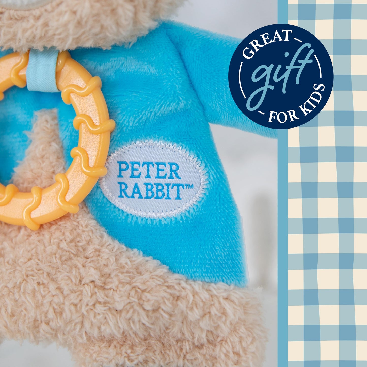 Kids Preferred Beatrix Potter Peter Rabbit Flat Sensory Blanky Interactive Baby Teether Toy With Crinkle Sounds, Soft Textures,