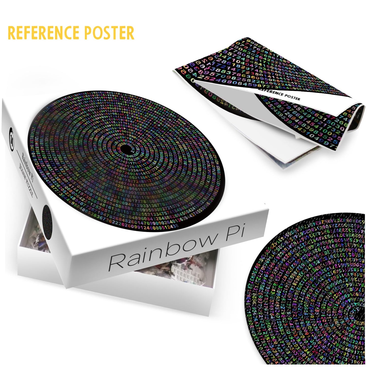 Pi P Day Puzzle For Adults 1000 Pieces, Round Rainbow Jigsaw Puzzle, Hard Impossible Puzzle By Number