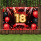 Happy 18Th Birthday Banner Backdrop Red And Black 18 Years Old Background Bday Decorations For Girls Boys Photography Party Supplies Glitter
