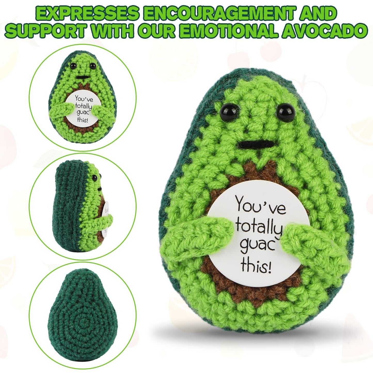 Dafuriet Mini Funny Positive Potato, 3 Inch Knitted Wool Doll With Positive Card For Cheer Up Gifts And Party Decorations, Cute Wool Positive Potato Crochet Doll(Avocado)