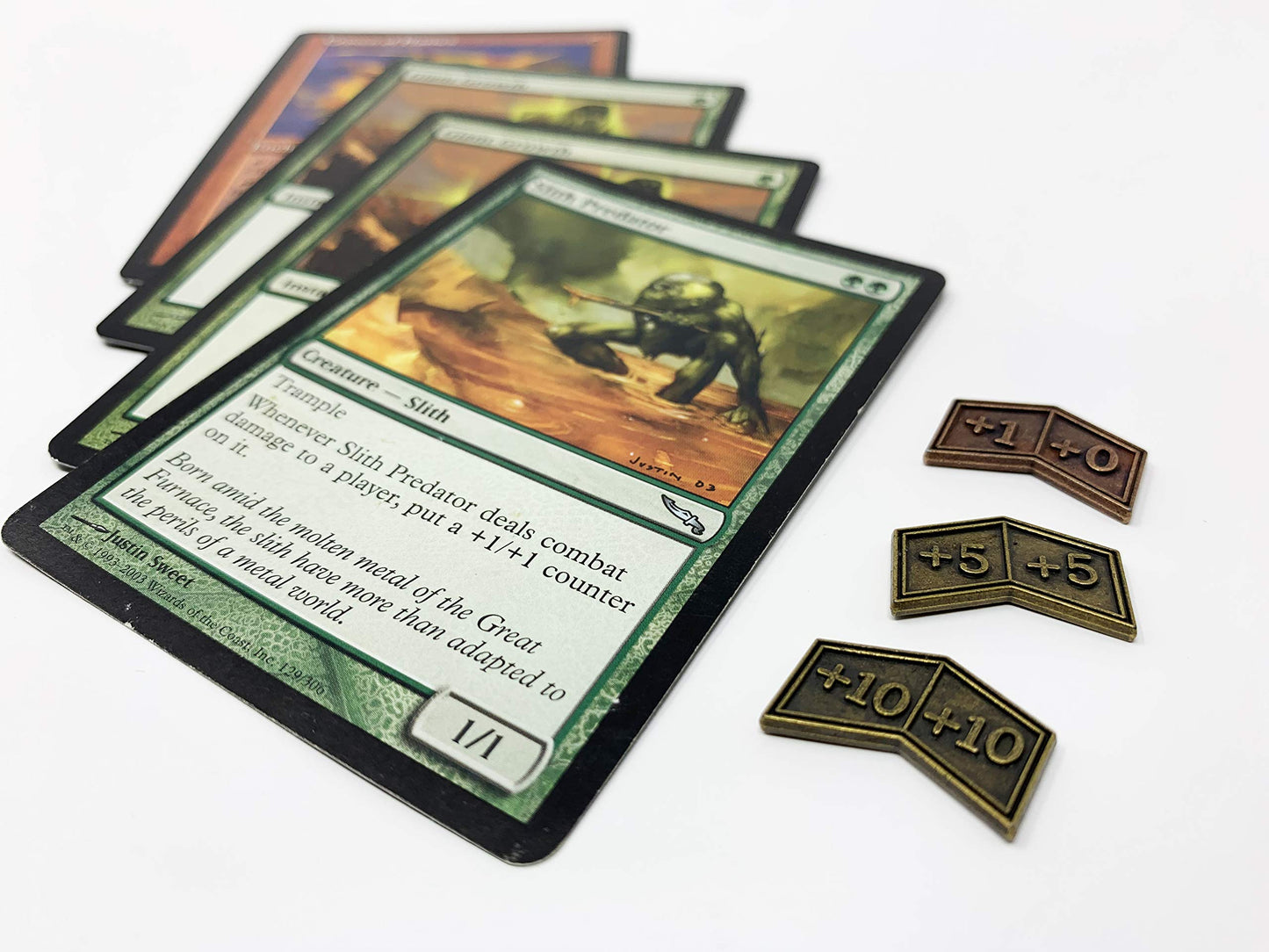 Citadel Black Mtg Buff Counters Expansion Set Of 30 Metal Tokens - With Velvet Drawstring Pouch, Antique Gold & Copper Finish Metal Tokens, Magic: The Gathering
