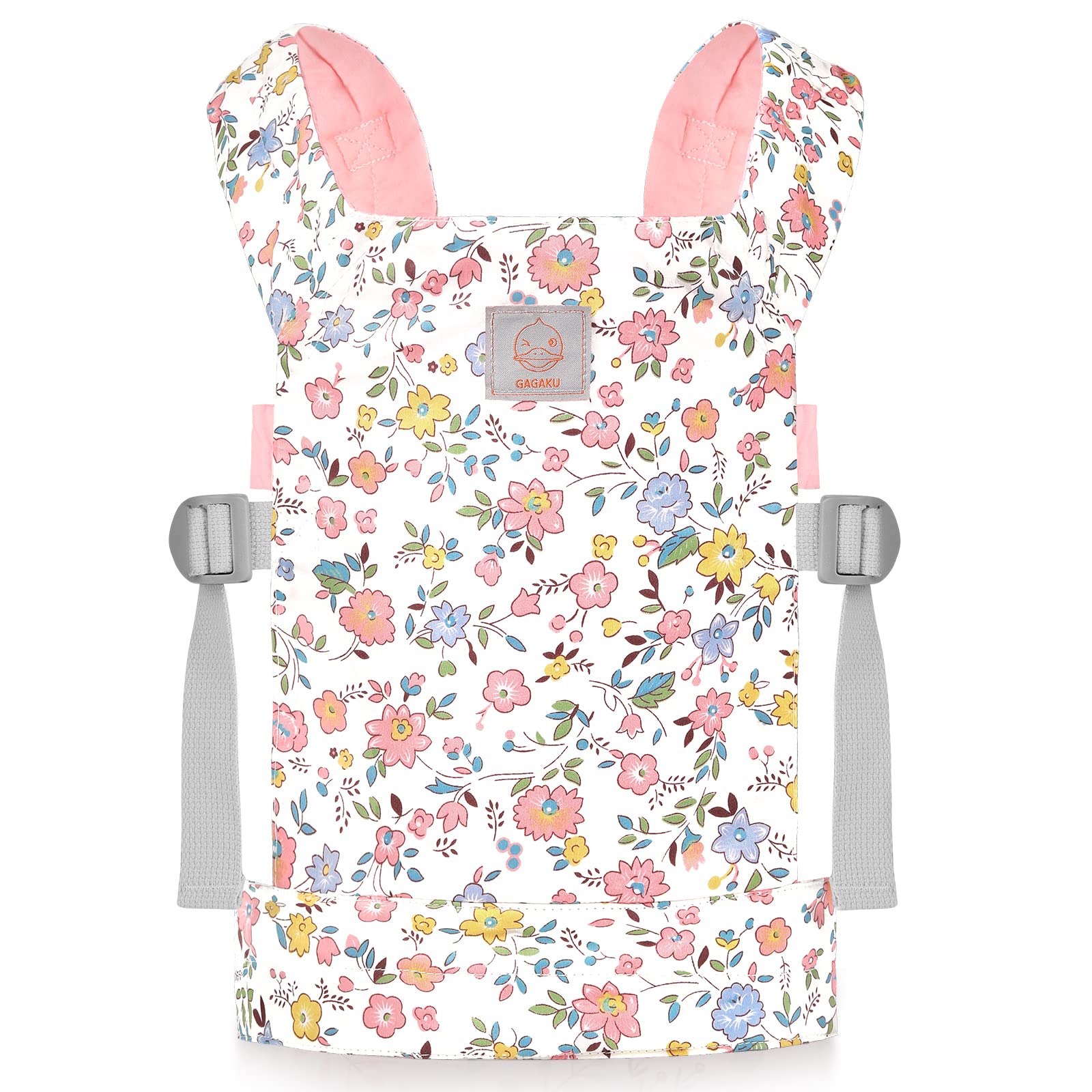 Gagaku Baby Doll Carrier For Kids Stuffed Animal Carrier Reborn Baby Carrier With Adjustable Straps For American Girl Doll Bitty Baby Doll Accessories - Pink (Flowers)