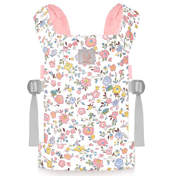Gagaku Baby Doll Carrier For Kids Stuffed Animal Carrier Reborn Baby Carrier With Adjustable Straps For American Girl Doll Bitty Baby Doll Accessories - Pink (Flowers)