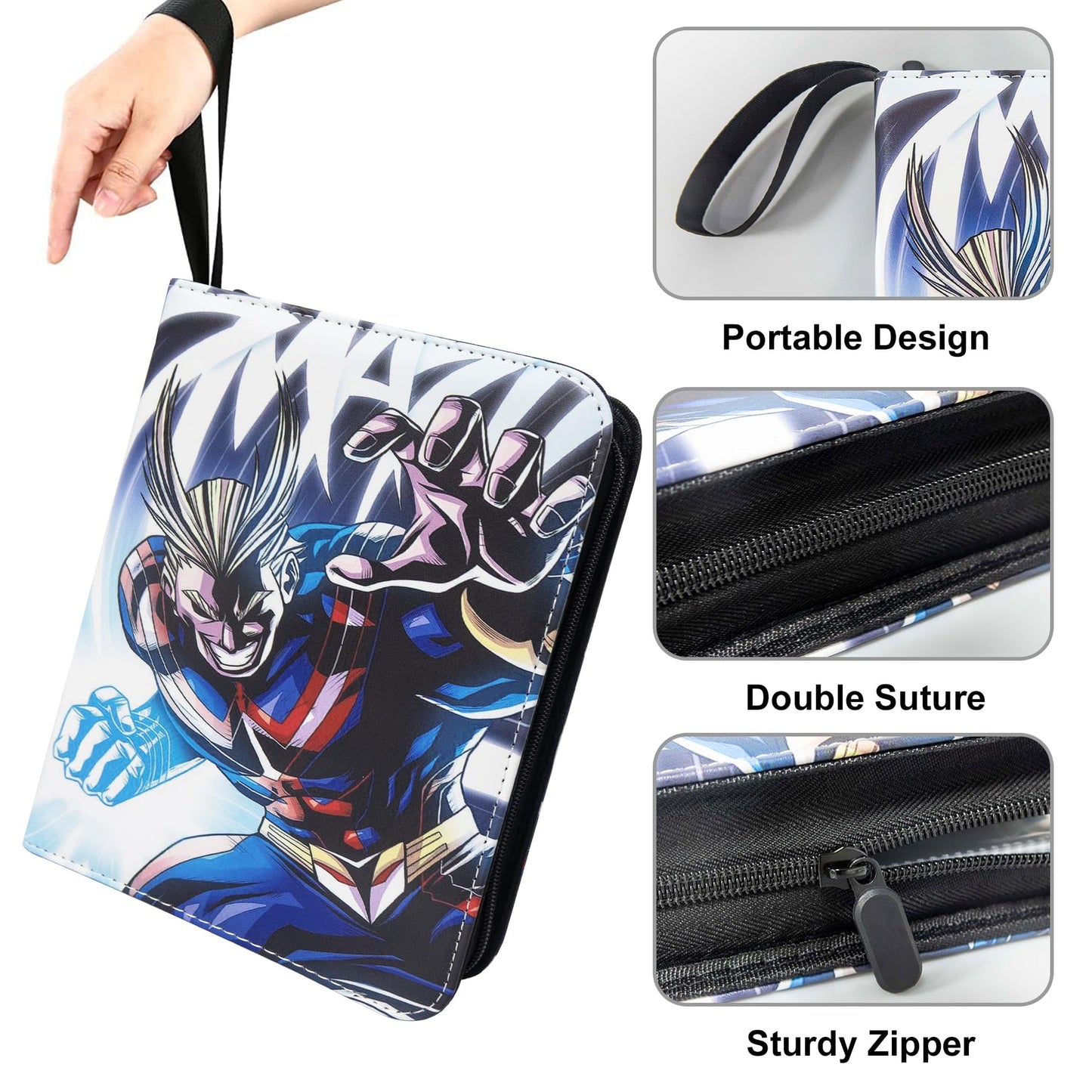 Anime Card Binder for Cards Waterproof Card Storage Bag with 480 Removable Sleeves for Anime Organize Trading Cards and TCG Cards