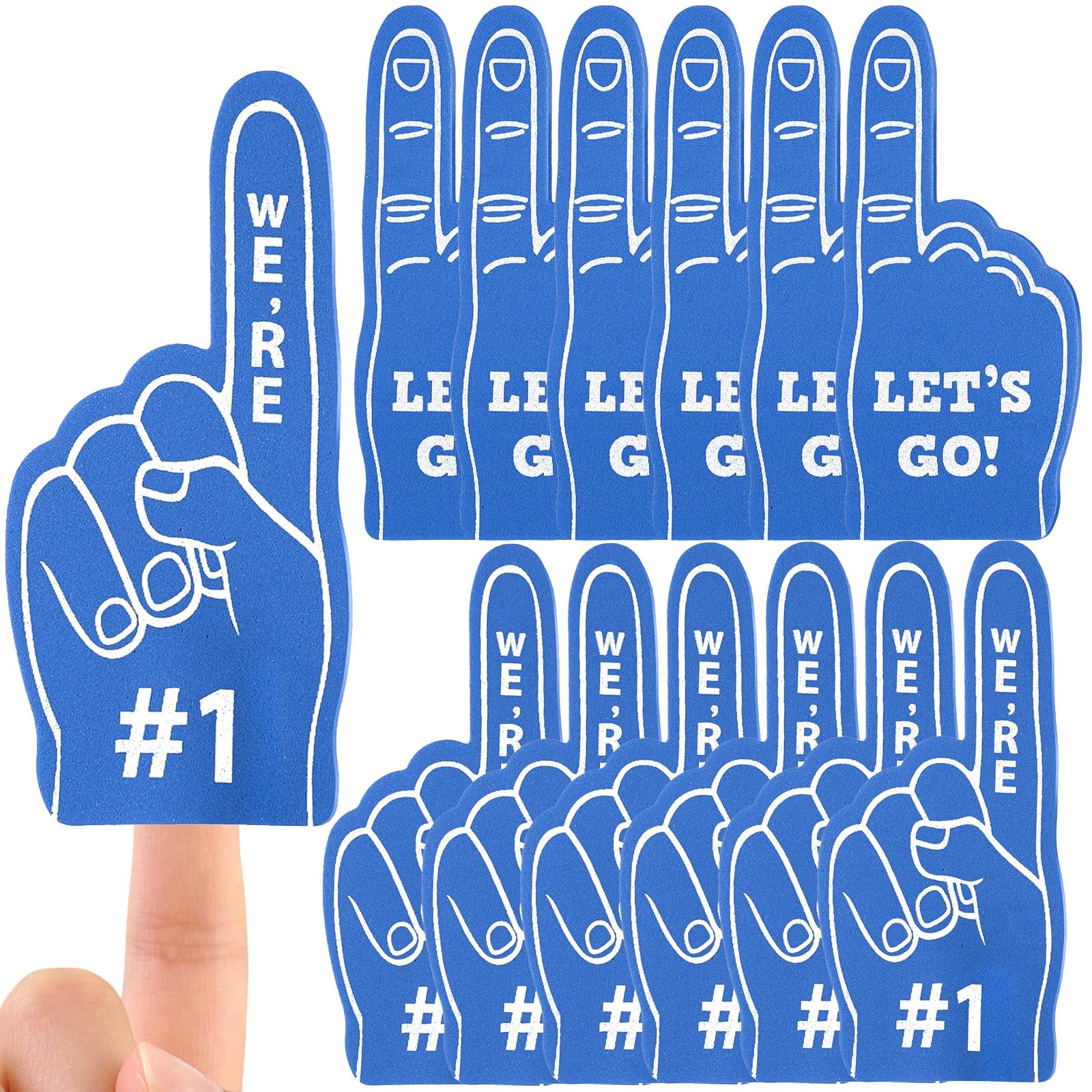 Seevor 12Pcs Foam Finger Mini Foam Fingers 5 Inch Cheerleading Foam Finger For Sports Events Games Themed Birthday Party (Dark B