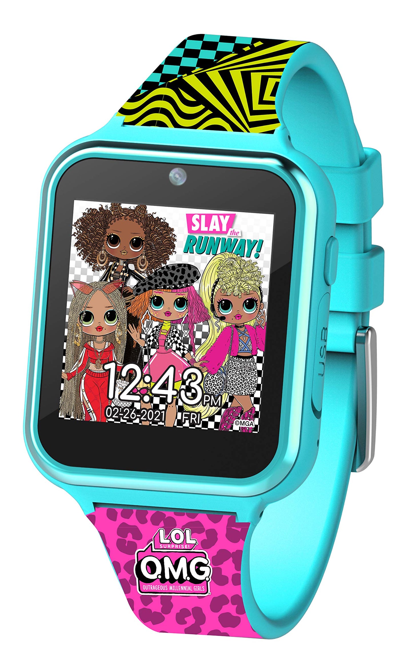 Lol Surprise Omg Kids Interactive Smart Watch With Camera, Games, Voice Recorder, Step Counter, 10 Stylish Watch Faces, Alarm, Timer, And Calculator - Trendy Fun Watch For Kids