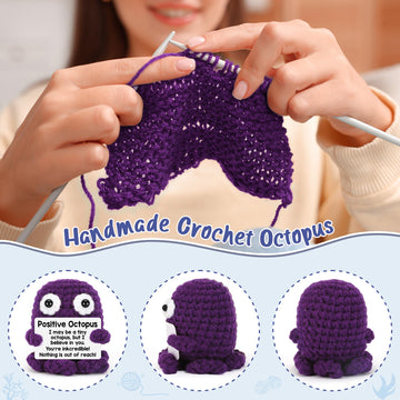 Inspirational Positive Crochet Animals Octopus Gifts Valentines Day Gifts for Kids Her Handmade Emotional Cheer Up Support Menta