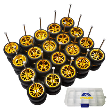 1/64 Wheels and Tires Set, 10-Pack 1 64 Scale Wheels with 10 for 1/64 Diecast Cars Upgraded and Modified Rubber Tires(Diameter 0