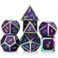 Purple Metal Dice Set D&D, DNDND 7 Die Enamel Polyhedral DND Dice Set with Metal Tin for Dungeons and Dragons and Role Playing G