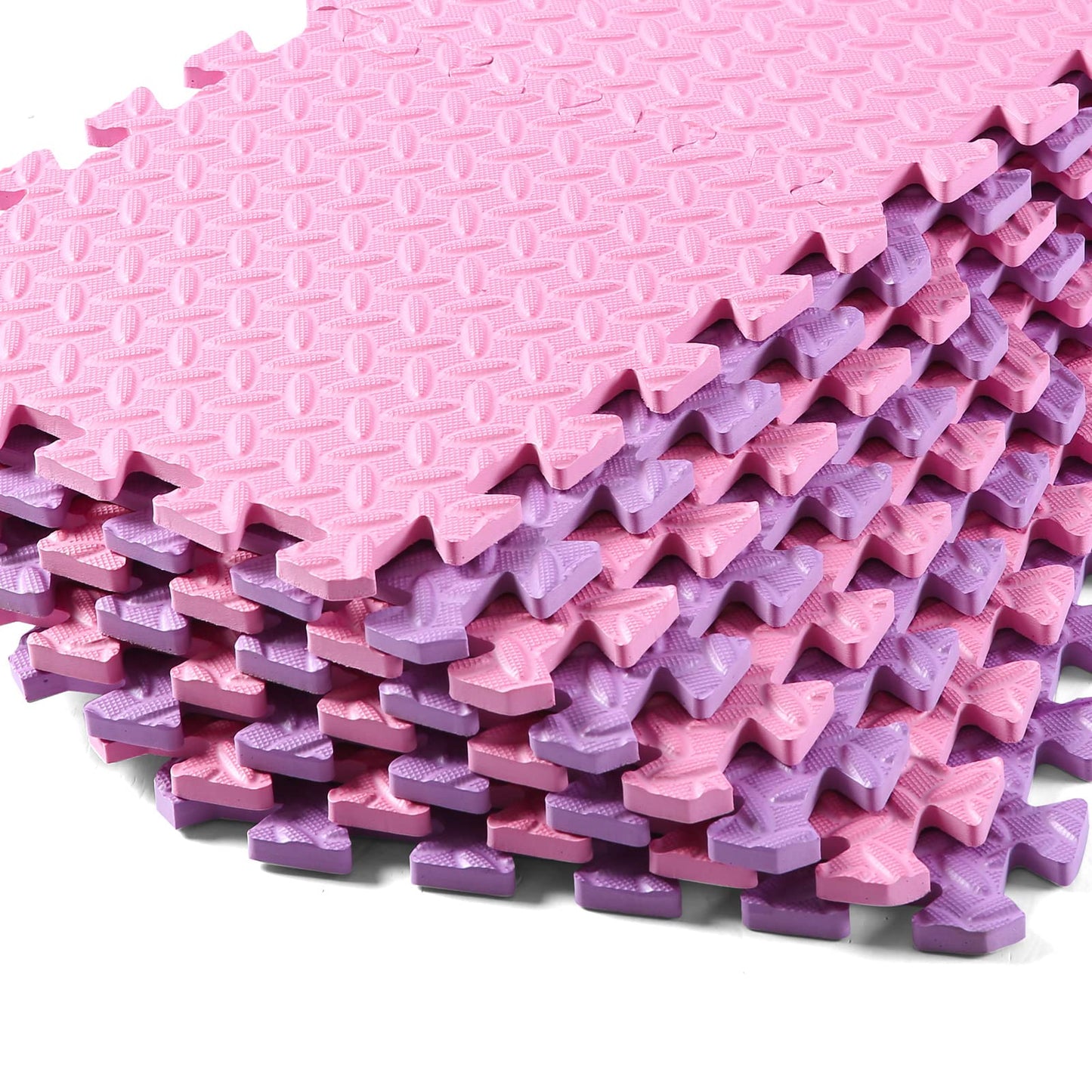 Tamiplay Foam Floor Mats For Kids, 12 X 12 Inch 16 Tiles 0.4' Thickness Foam Play Mat, Non-Toxic Square Interlocking Floor Mats Rubber Baby Play Mat For Toddlers(Pink/Purple)