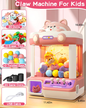 Jovow Claw Machine For Kids, Mini Vending Machine With Music, Prize Dispenser Toys For Girls And Boys, Electronic Claw Game Mach