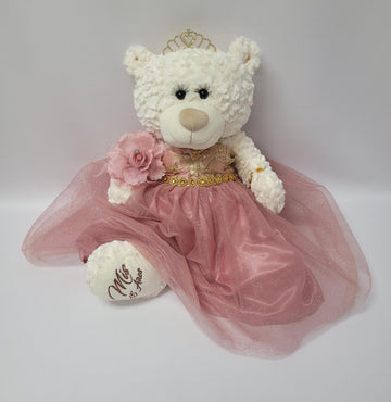 KINNEX COLLECTIONS SINCE 1997 20 Quince Anos Quinceanera Last Doll Teddy Bear with Dress (Centerpiece) ~ ARC16831-32 (Dusty Rose