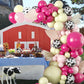 Gresatek Cowgirl Pink Balloon Garland Arch Kit, Rose Red Macaroon Yellow Balloons Decorations With Cow Printed Latex For Girls B