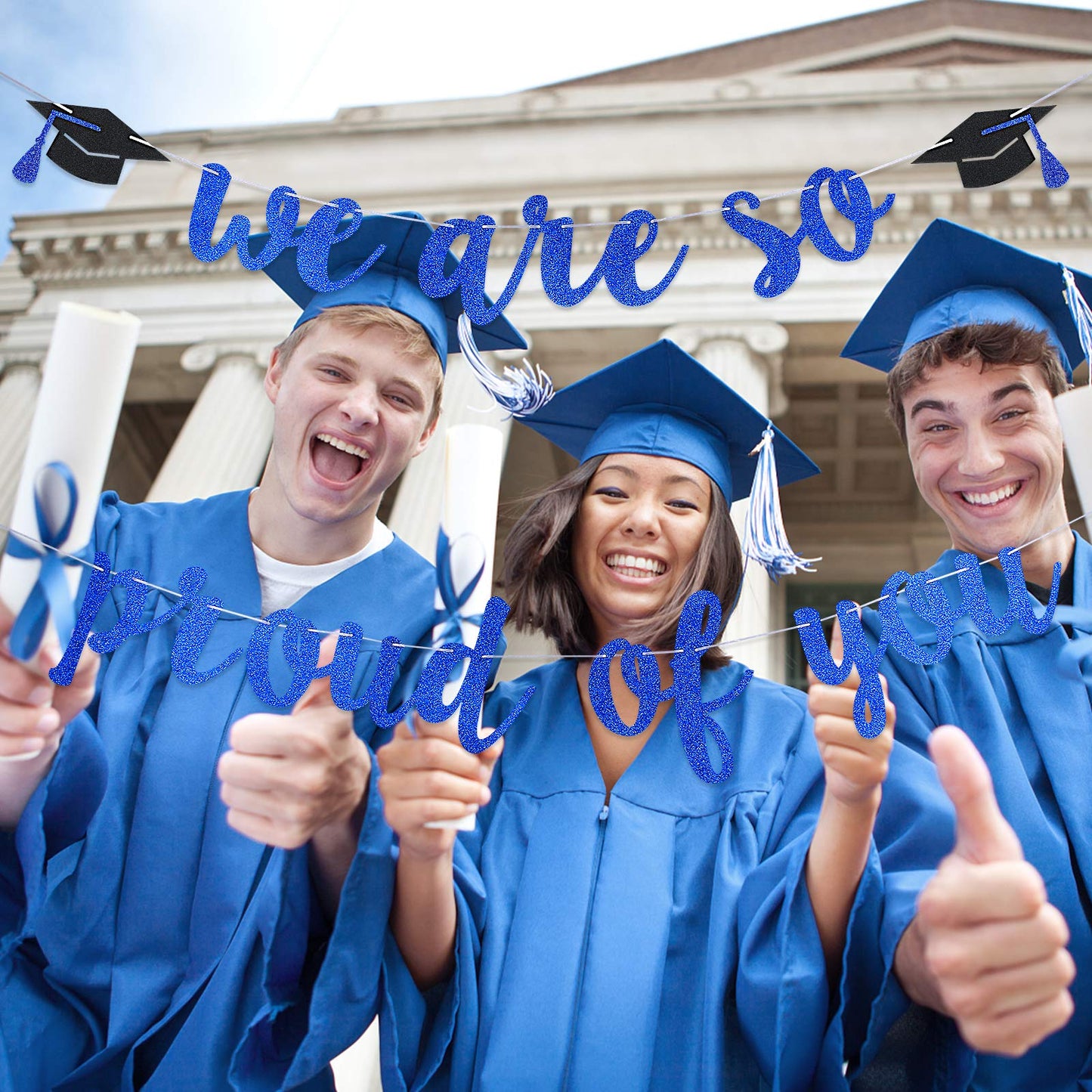 We Are So Proud Of You Banner Blue Congratulations Banner, So Proud Of You Graduation Banner Blue Graduation Decorations 2024 Banner For College Graduation Party Decorations 2024 Blue
