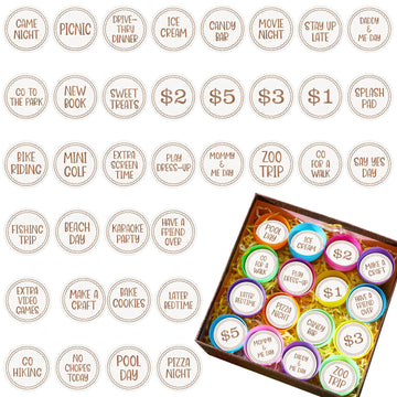 Seeloowy 36 Pcs Easter Egg Tokens Wood Egg Fillers Reward Tokens Easter Party Favors Gift for Basket Stuffers(Round)