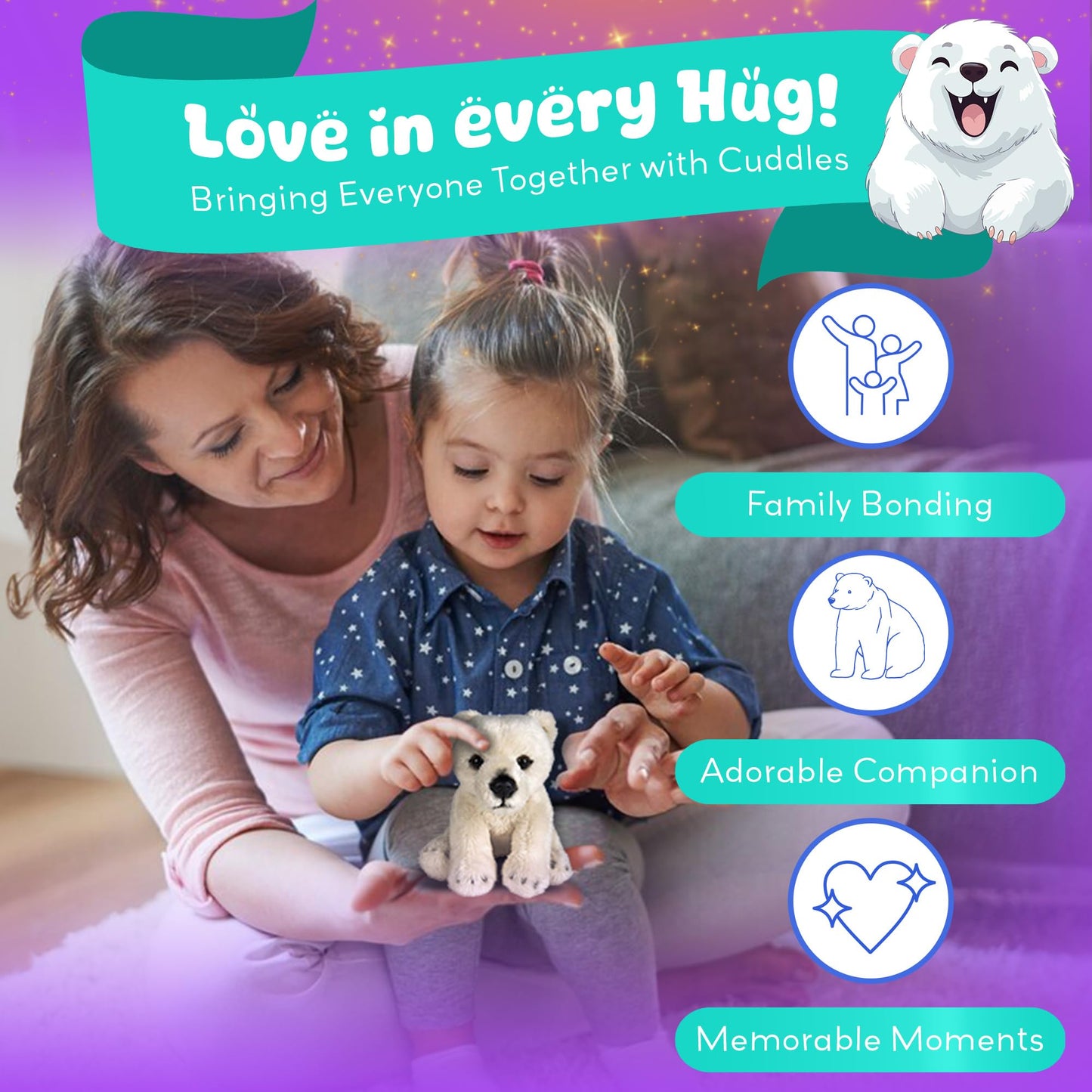 Forest & Twelfth 5'' Stuffed Polar Bear, Soft Plush Toy, Cute Stuffed Animal For Boys And Girls, Realistic Looking Small Stuffed