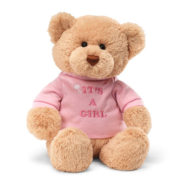 Gund Its A Girl T-Shirt Teddy Bear Stuffed Animal Plush In Pink, 12 , Tan