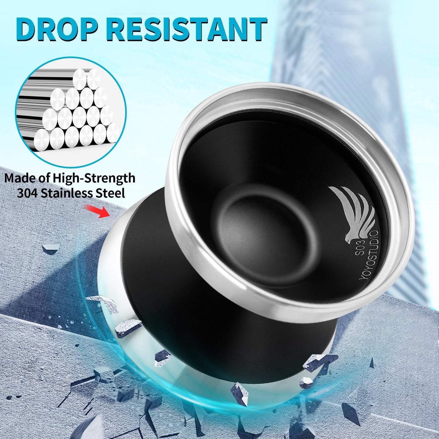 Yoyostudio S03 Black Silver Bi-Metal Yoyo Professional, Unresponsive Yo Yo For Adults, Responsive Yoyos For Kids 8-12 Or Above,