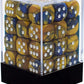 Chessex Gemini 12mm d6 Blue-Gold w/White Dice Block 36 Dice