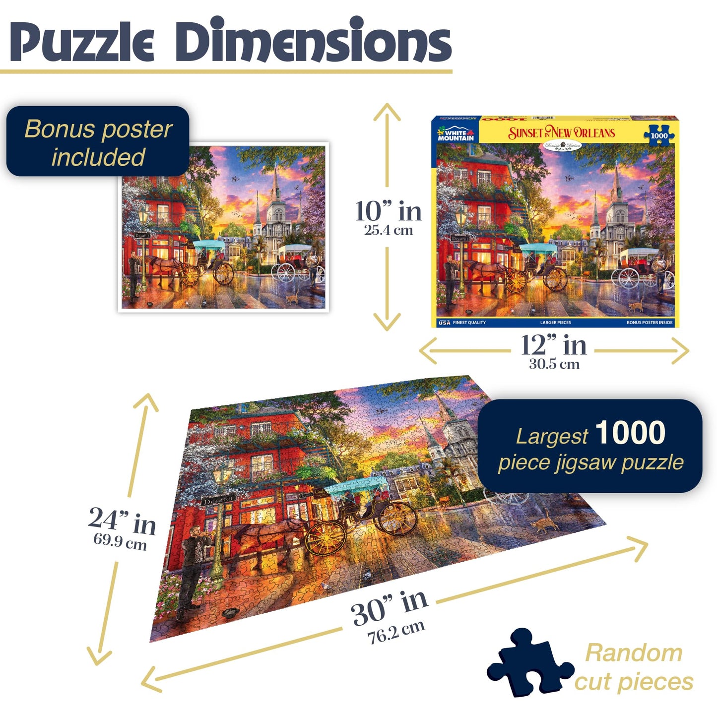 White Mountain 1000 Piece Jigsaw Puzzle - Sunset in New Orleans, Engineered Wood, Model 1782pz