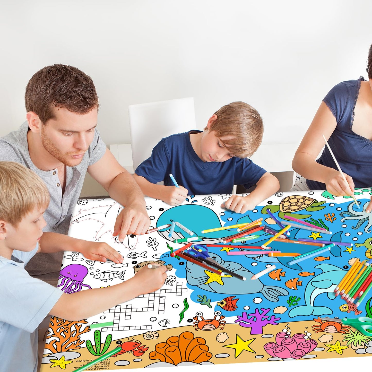 Gatherfun Under The Sea Party Giant Coloring Poster - 31.5X 72 Inches - Versatile Classroom Wall D  Cor & Birthday Activity - Se