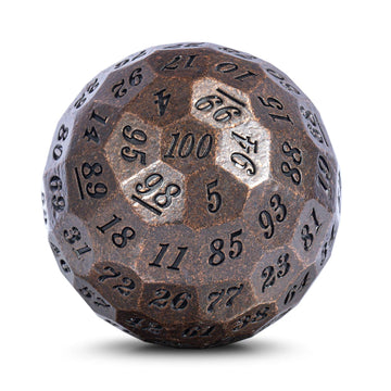 Dndnd Blue D100 Dice Set, Single Metal 100 Sided Die With Metal Case And Velvet Pouch For Table Games (Blue With White Number)