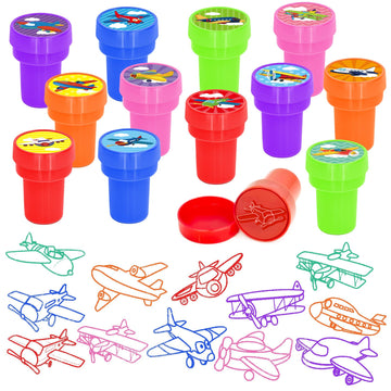 Cinrobiye 24 Pcs Airplane Stampers for Boys Girls, Aviation Party Supplies Favors, Classroom Rewards, Carnival Prizes, Goody Bag