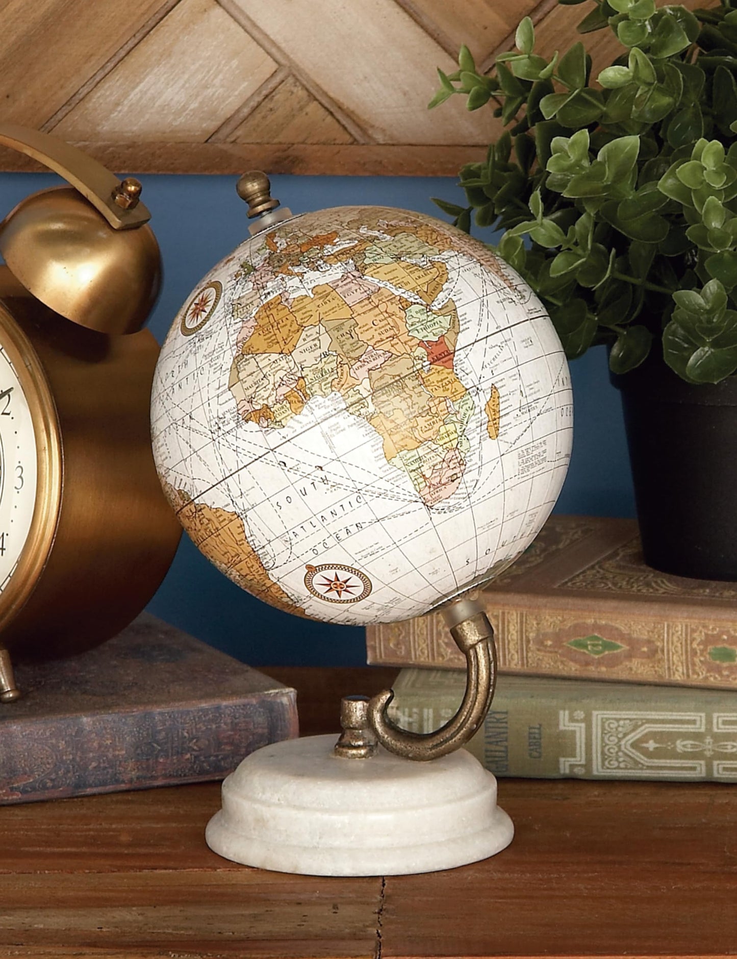 Deco 79 Marble Globe, 5' X 5' X 8', White
