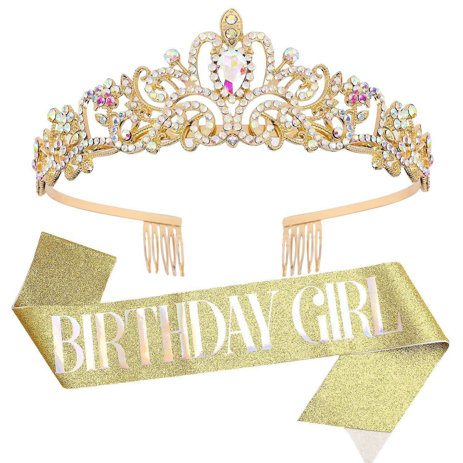 Birthday Tiara Crowns, Tiara For Women Ab Rhinestone, Happy Birthday Queen Tiara For Women, Birthday Crown For Girls, Birthday G