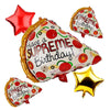 Atpata Funky Pizza Theme Birthday Balloon Bouquets For A Supreme Pizza Party (Pizza Slice 3 Pieces)