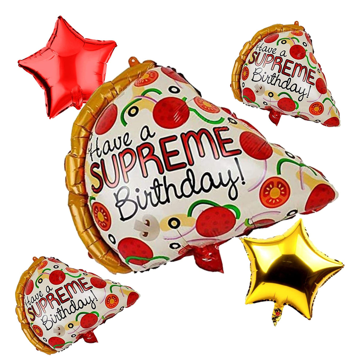 Atpata Funky Pizza Theme Birthday Balloon Bouquets For A Supreme Pizza Party (Pizza Slice 3 Pieces)
