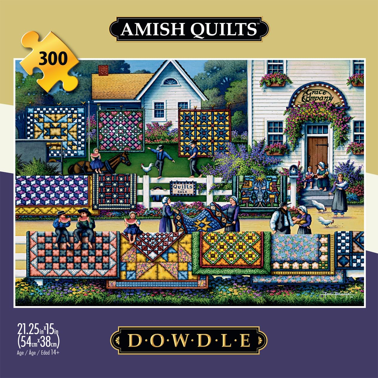Buffalo Games - Dowdle - Amish Quilts - 300 Piece Jigsaw Puzzle For Adults -Challenging Puzzle Perfect For Game Nights - Finished Size Is 21.25 X 15.00
