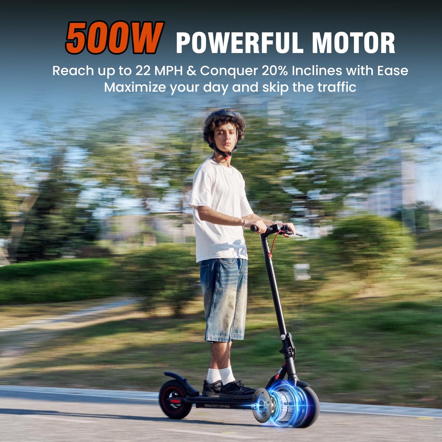 Iscooter Electric Scooter For Adults, 18Miles Long Range,22Mph Top Speed, Commuting Electric Scooter With Cruise Control, Double