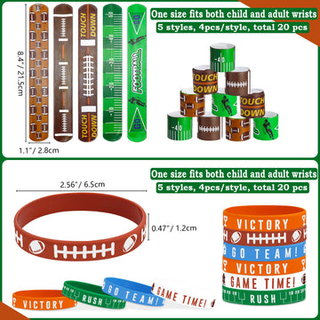 Pixhotul 40 Pieces Football Party Favors, Silicone Wristbands And Rubber Bracelets For Game Day, Teens Birthday, Theme Party, Te