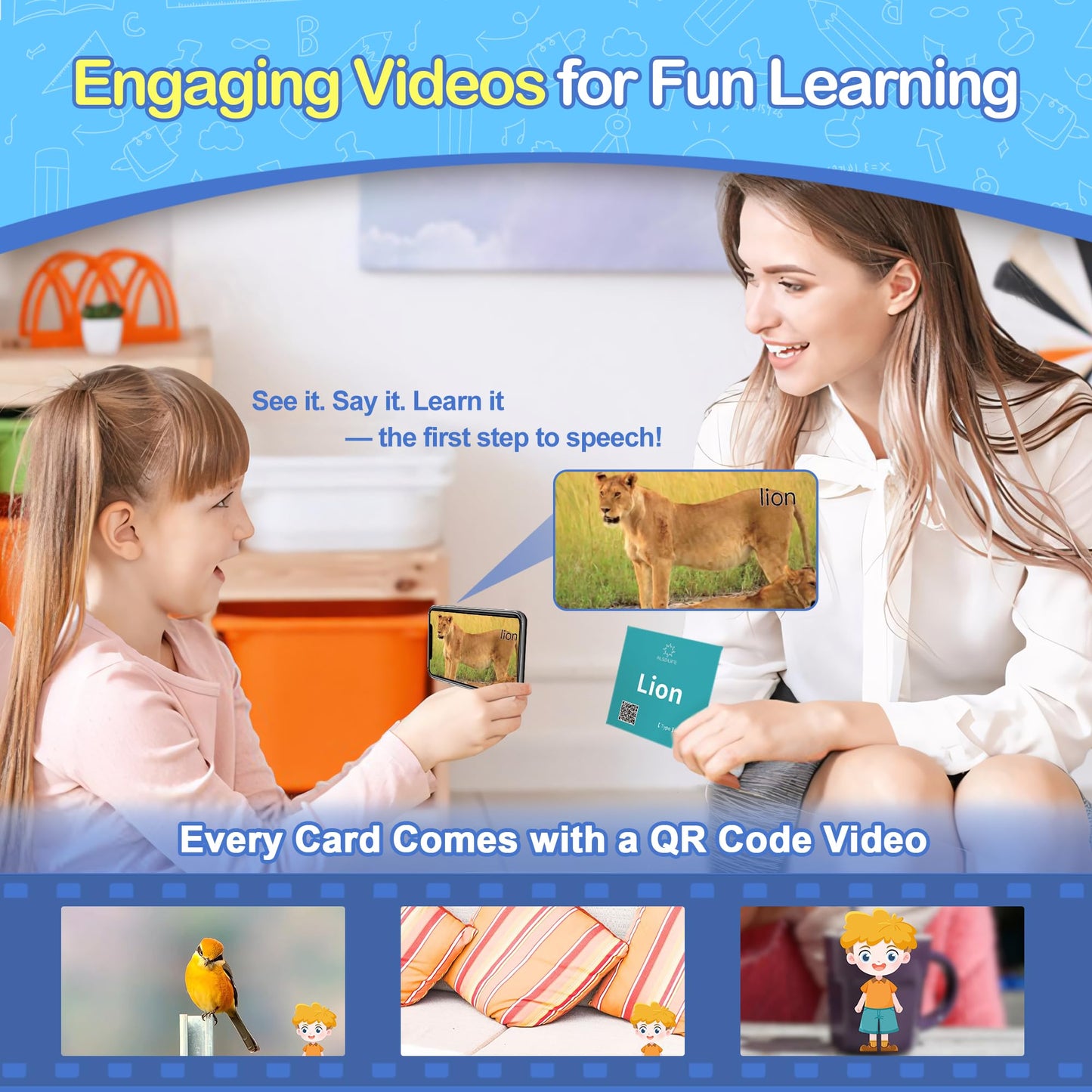 Alsolife 301 Thick Flash Cards For Toddlers, 4-Level Language Builder Real Life Photos Flashcards For Speech Therapy And Prescho