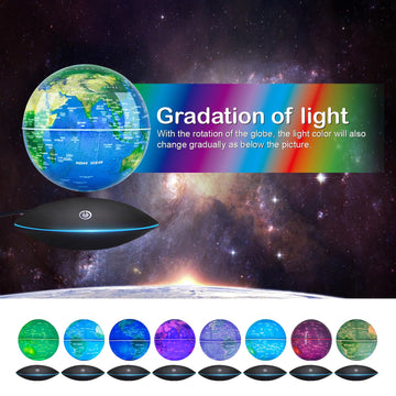 Flagest Magnetic Levitation Floating Globe Rotating Globe - Touch Control And Gradient Night Light Color Globes- Birthday Annive