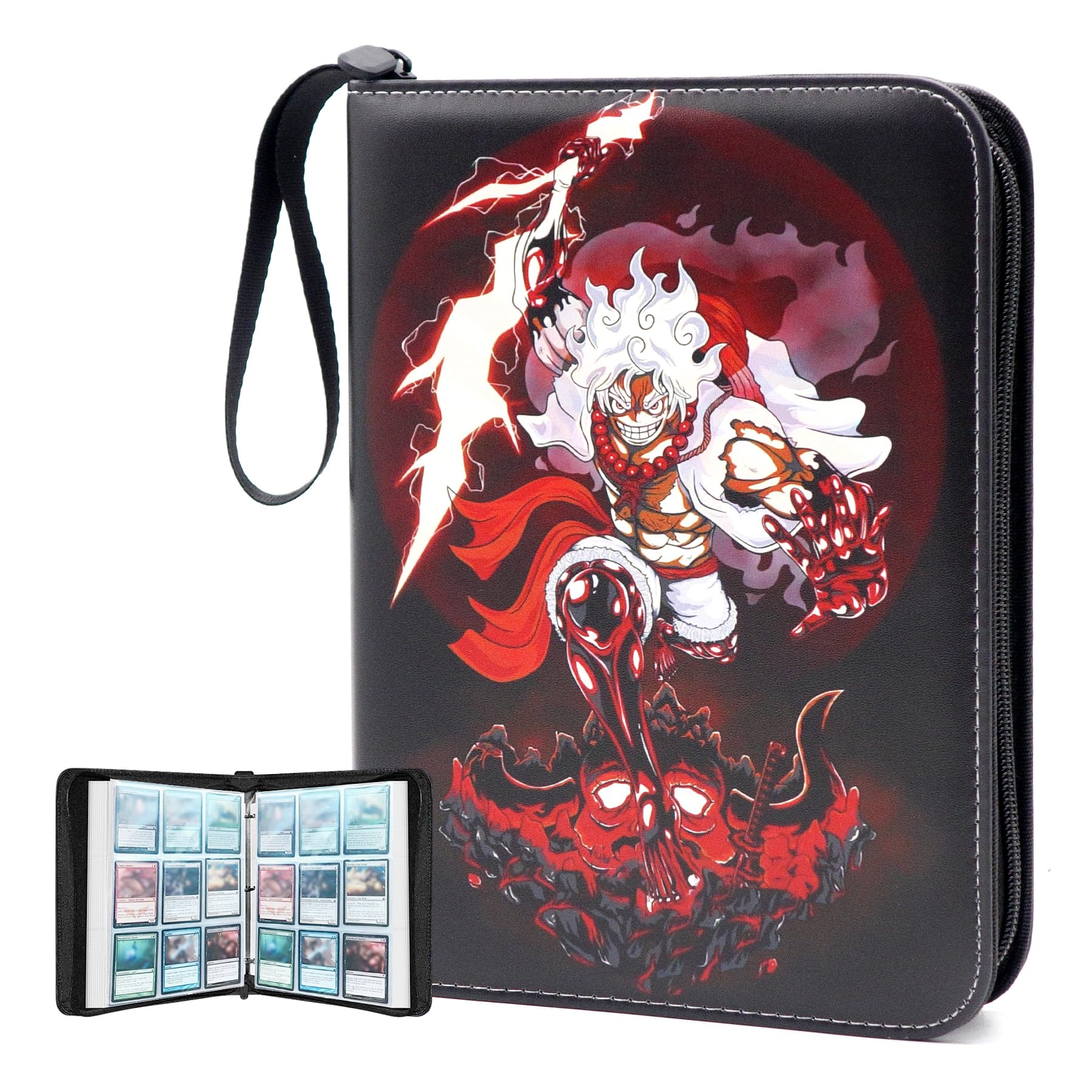 Trading Card Binder for One Piece Card Game 9 Pocket with 50 Sleeves up to 900 Cards One Piece TCG Card Binder Waterproof Card Storage Bag with Sleeves one piece for card Display Case