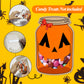 50 Pack Halloween Mason Jar Candy Cards for Kids Classroom - School DIY Trick or Treat Bags, Halloween Candy Cards with Clear Ba