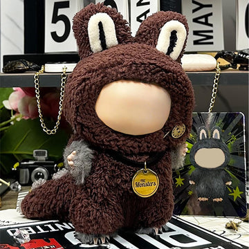 17cm Doll Clothes Set(NO Doll) - Cute Knit Sweater & Handcrafted Crochet Skirt  enhanced Fashion Dresses  Soft Stretch Fabric Costume Accessories Brown Tail Suit