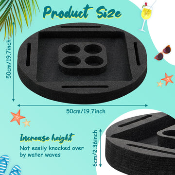 Qinyoung Large Floating Drink Holder Black Floating Refreshment Table Tray Compartment Portable Floating Pool Tray for Swimming