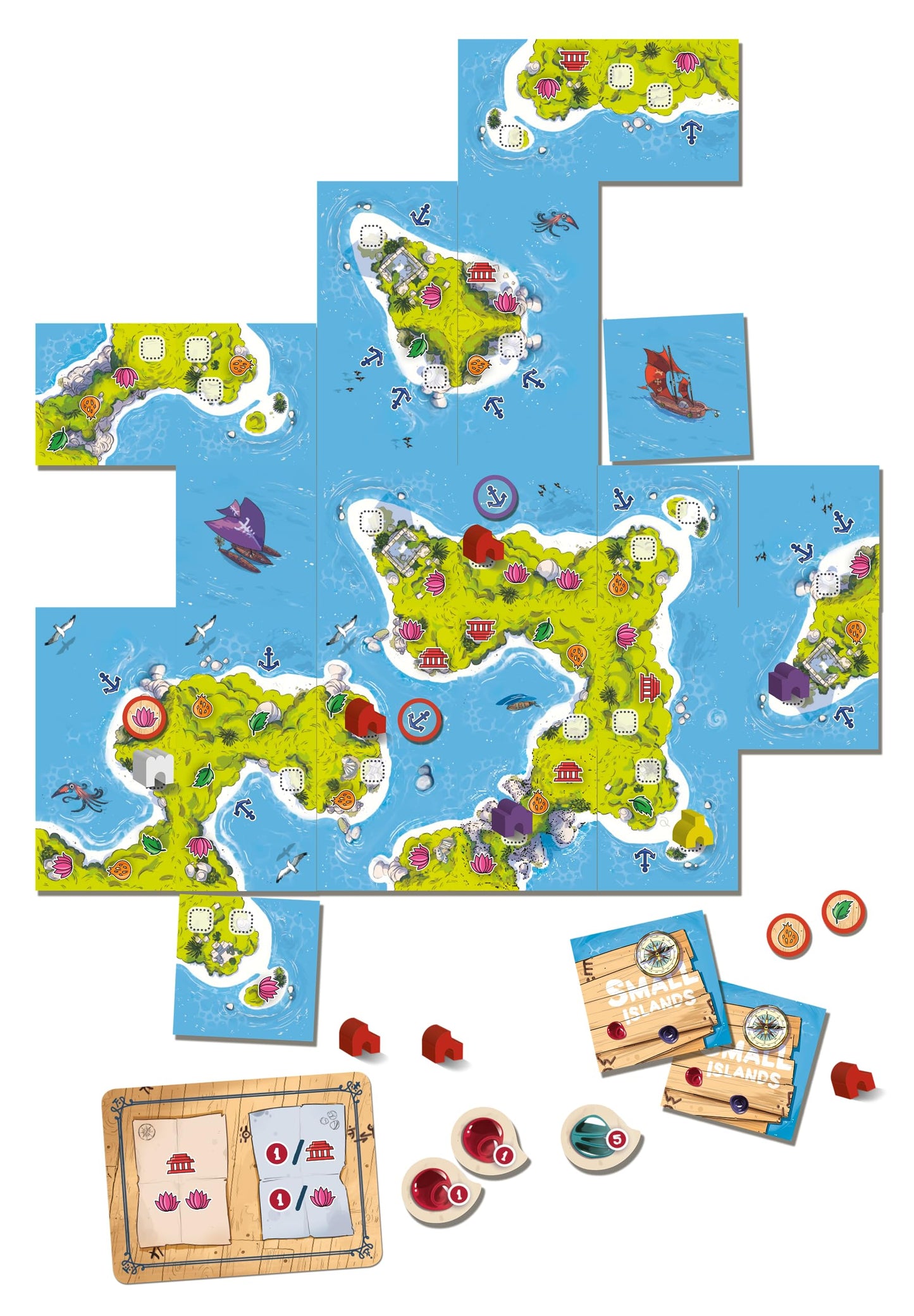 Lucky Duck Games Small Islands Board Game - Tile Placement Strategy for 1-4 Players, Ages 8+, Cardboard, Multicolor