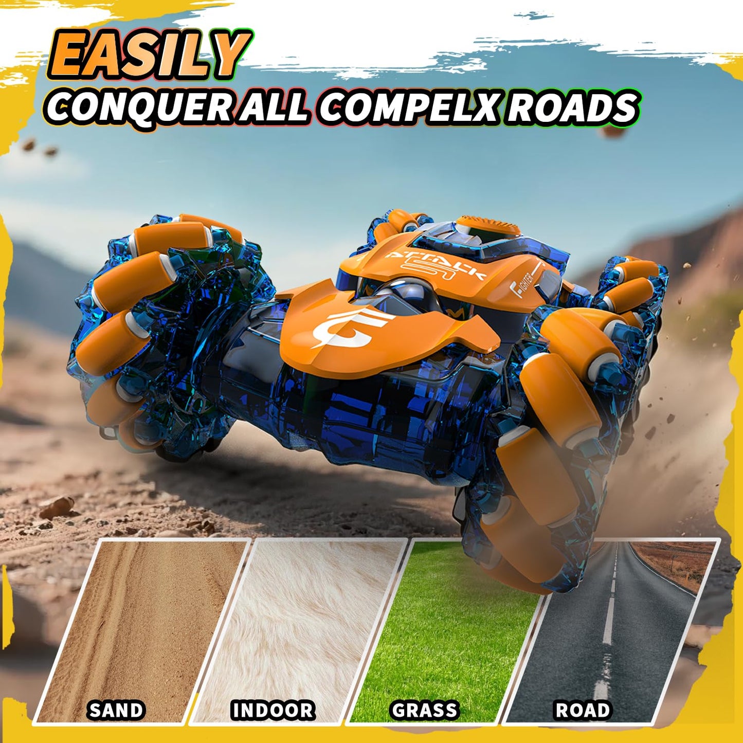 Mnjck Gesture Sensing Rc Stunt Car For Boys, Remote Control 4Wd Double-Sided 360 Spin, 2.4 Gh Rc Car With Light Music Spray, Han